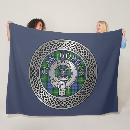 Clan Gordon Crest  Tartan Knot Fleece Blanket