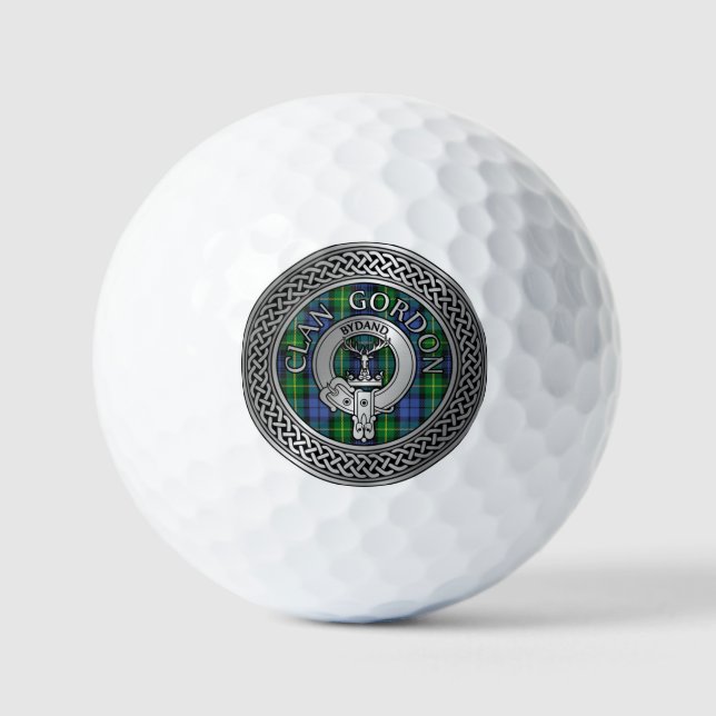 Clan Gordon Crest & Tartan Knot Golf Balls (Front)