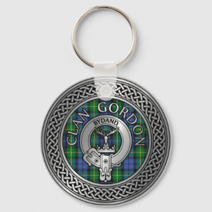 Clan Gordon Crest & Tartan Knot Keychain