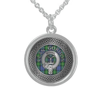 Clan Gordon Crest & Tartan Knot Sterling Silver Necklace by Gallia_Celtica at Zazzle