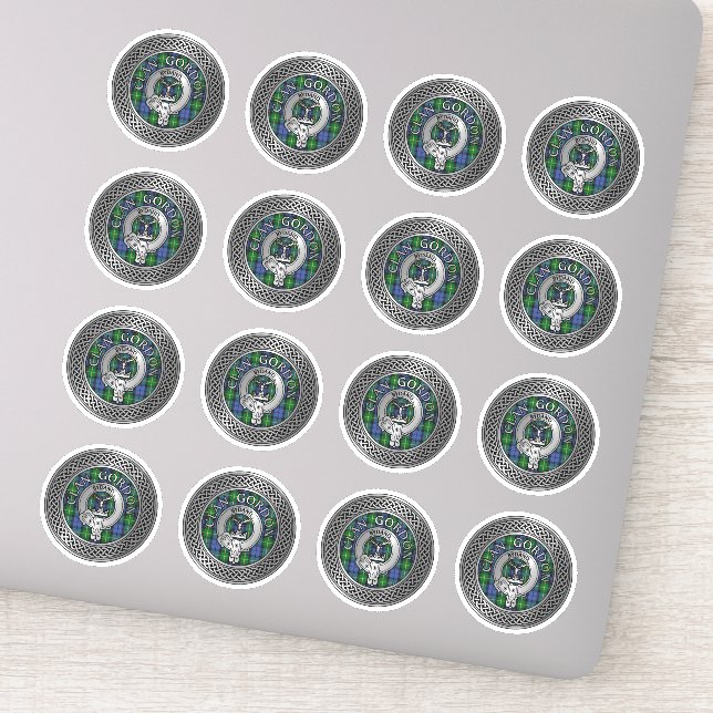 Clan Gordon Crest & Tartan Knot Sticker (Detail)