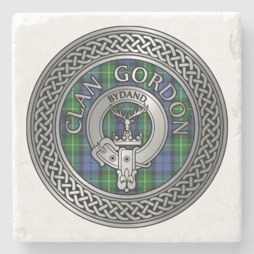 Clan Gordon Crest  Tartan Knot Stone Coaster
