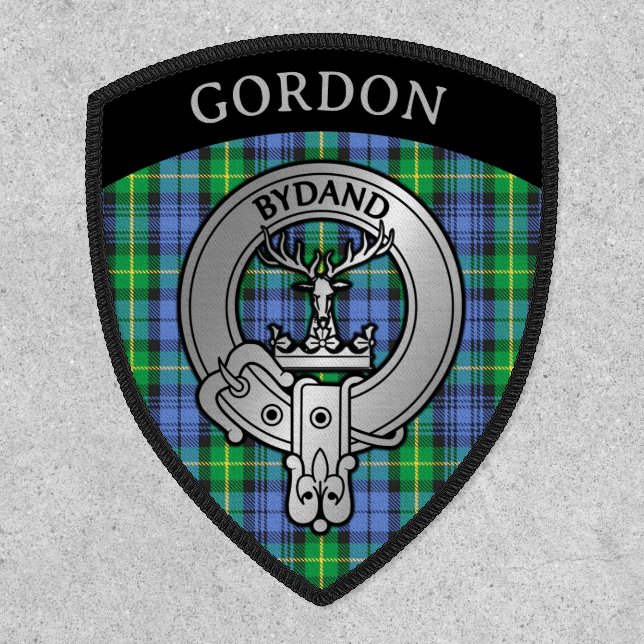 Clan Gordon Crest & Tartan Shield Patch (Front)