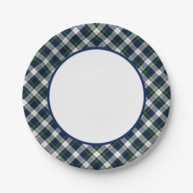 Clan Gordon Dress Tartan Border Paper Plates (Front)