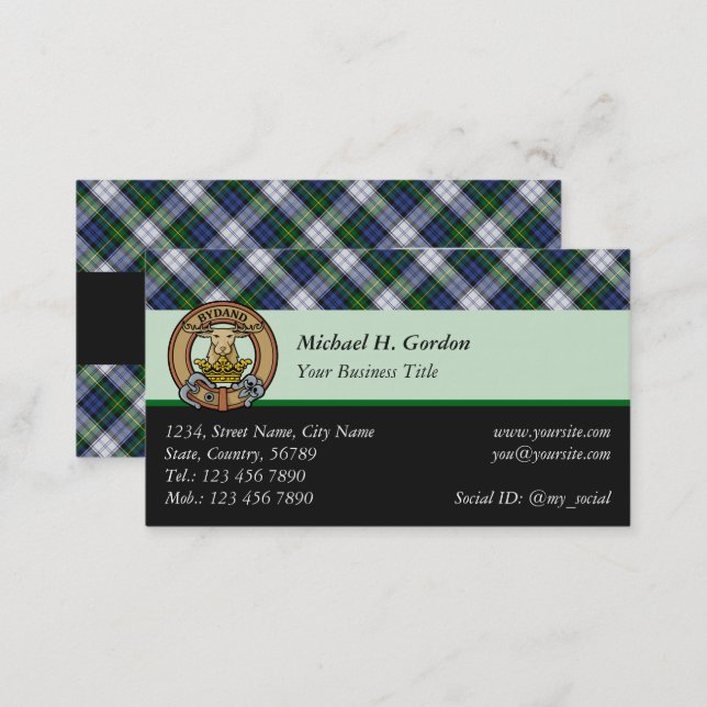 Clan Gordon Dress Tartan Business Card (Front/Back)