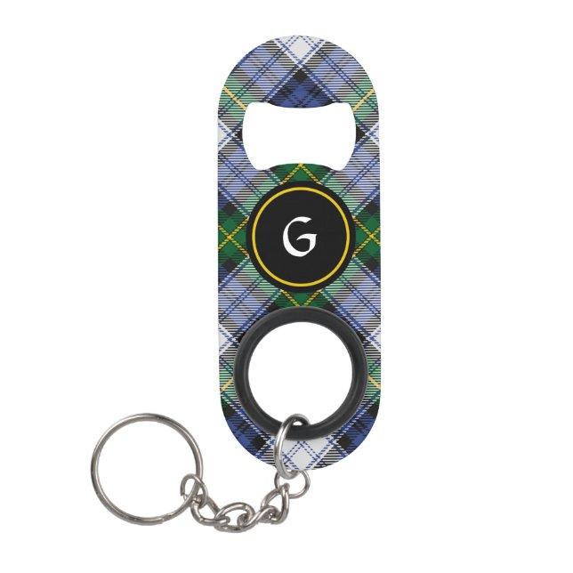 Clan Gordon Dress Tartan Keychain Bottle Opener (Front)