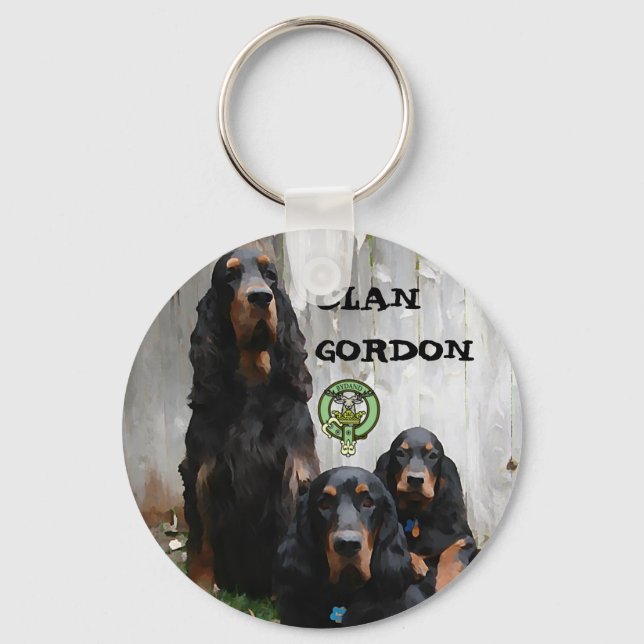 CLAN GORDON, Gordon Setter Painting Keychain (Front)