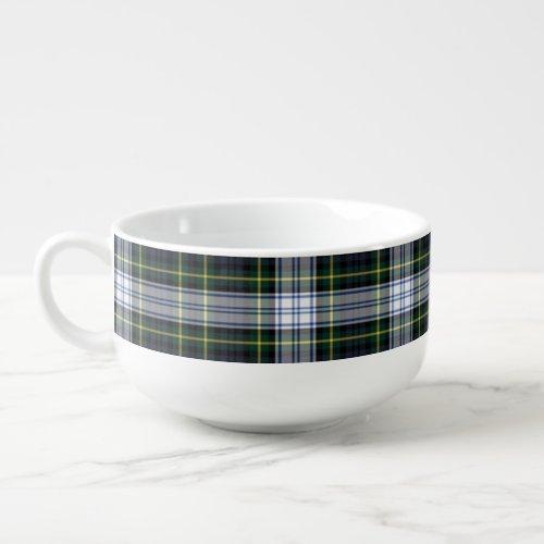 Clan Gordon Plaid Tartan Green White Black Tartan Soup Mug