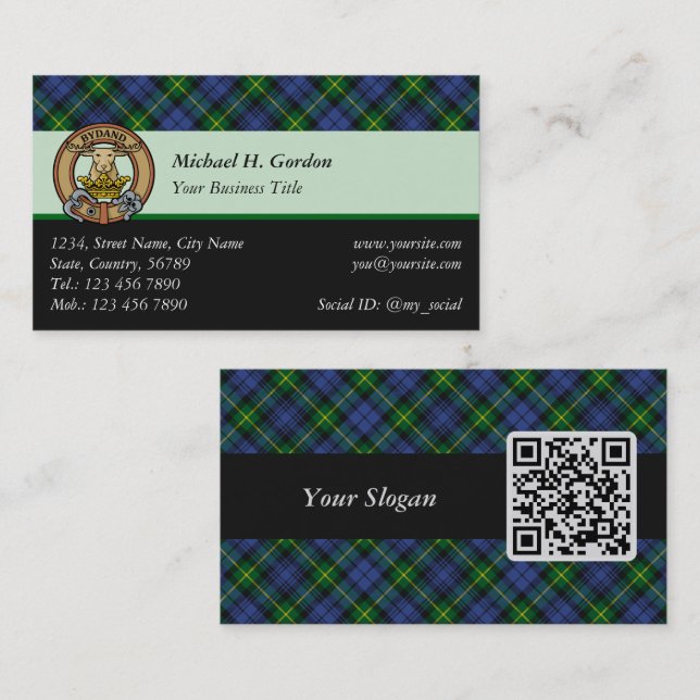 Clan Gordon Tartan Business Card (Front/Back)