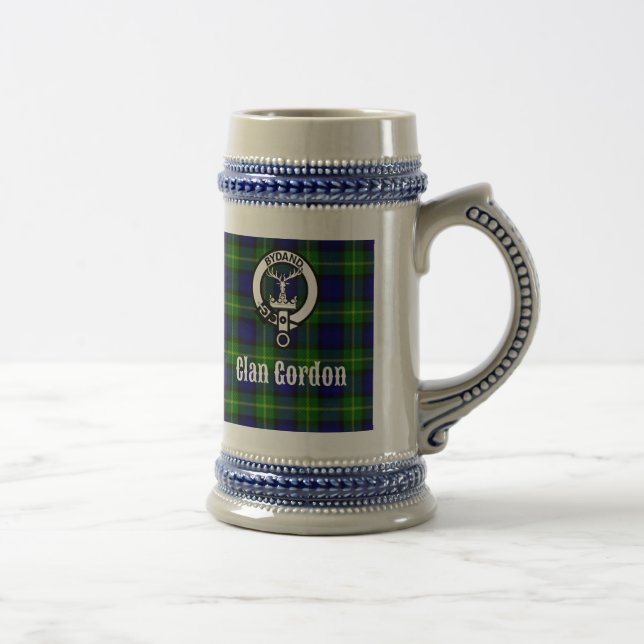 Clan Gordon Tartan Crest Beer Stein (Right)