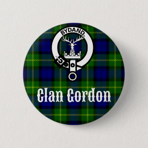Clan Gordon Tartan Crest Button