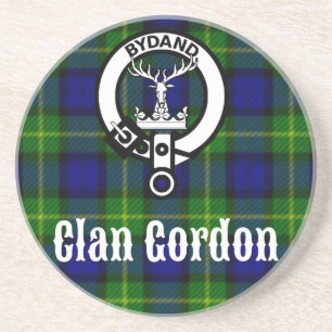 Clan Gordon Tartan Crest Drink Coaster