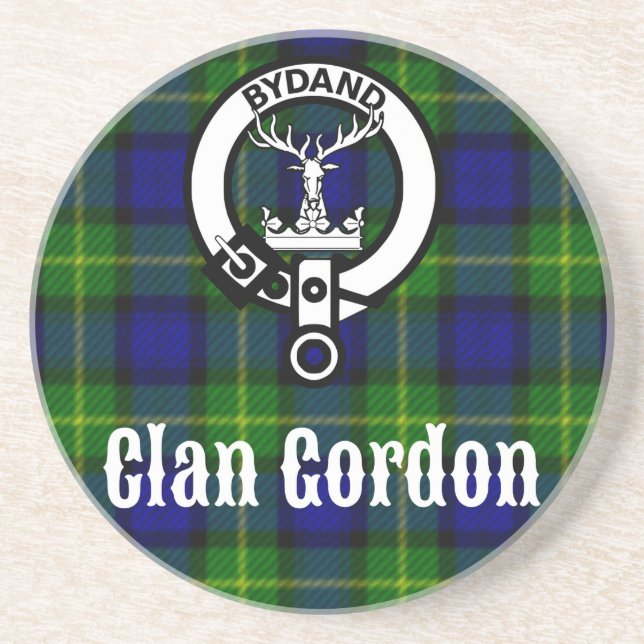 Clan Gordon Tartan Crest Drink Coaster (Front)