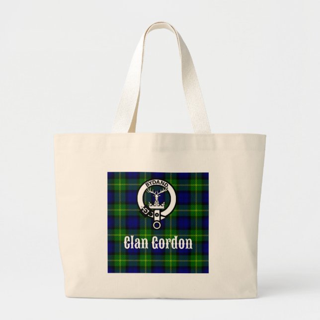 Clan Gordon Tartan Crest Large Tote Bag (Front)