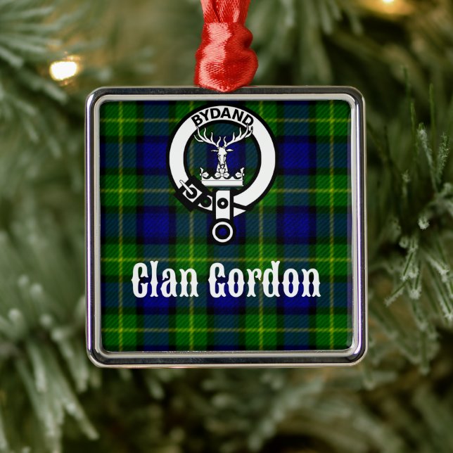 Clan Gordon Tartan Crest Metal Ornament (Tree)