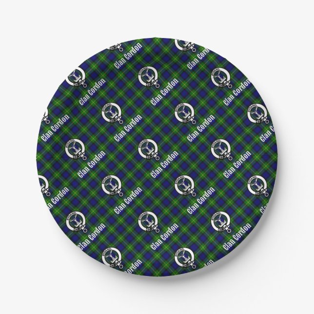 Clan Gordon Tartan Crest Paper Plates (Front)
