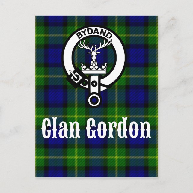 Clan Gordon Tartan Crest Postcard (Front)