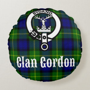 Clan Gordon Tartan Crest Round Pillow
