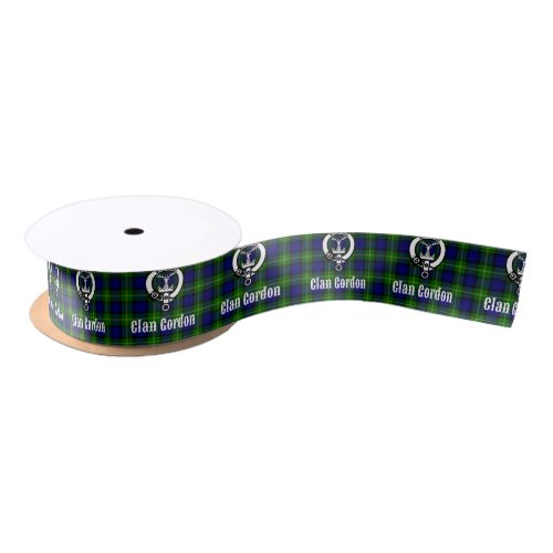 Clan Gordon Tartan Crest Satin Ribbon