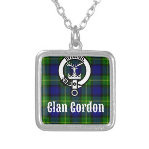 Clan Gordon Tartan Crest Silver Plated Necklace