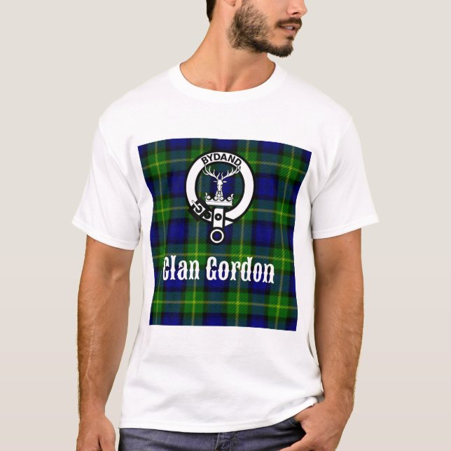 Clan Gordon Tartan Crest T-Shirt (Front)