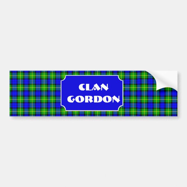 Clan Gordon Tartan Name Bumper Sticker (Front)
