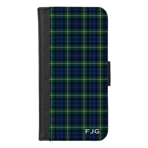Clan Gordon Tartan Scottish Plaid Monogram iPhone 87 Wallet Case