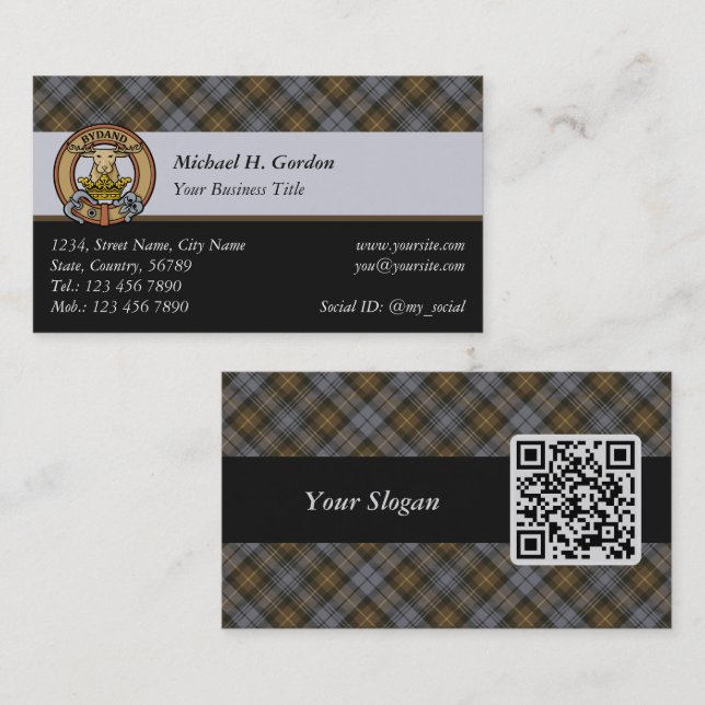 Clan Gordon Weathered Tartan Business Card (Front/Back)