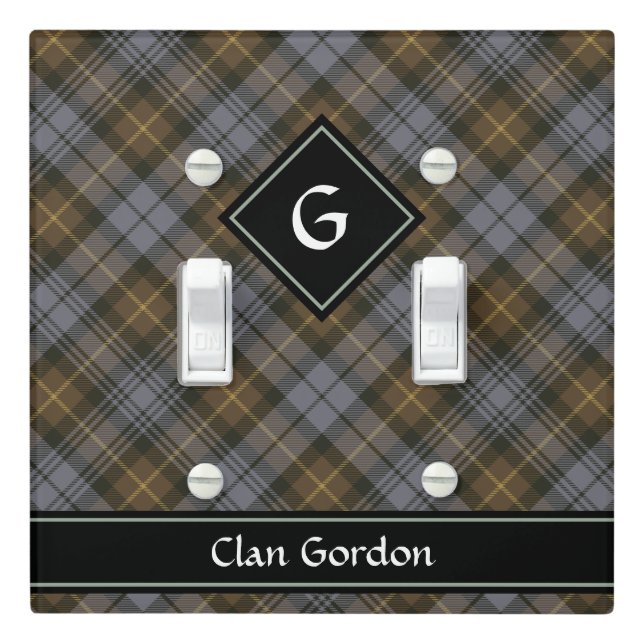 Clan Gordon Weathered Tartan Light Switch Cover (In Situ)