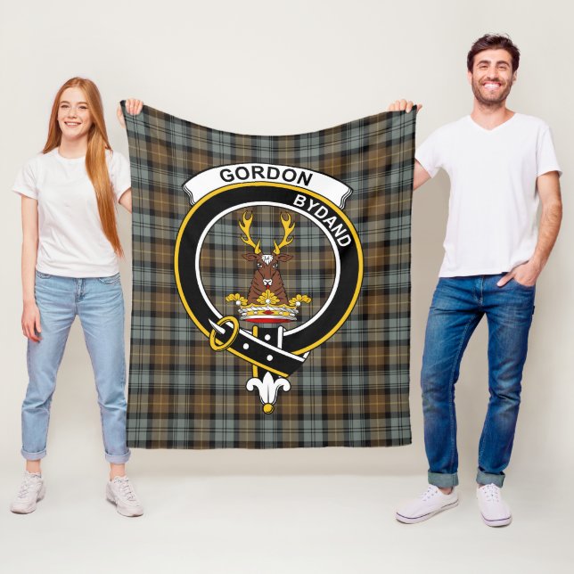 Clan Gordon Weathered Tartan Plaid Fleece Blanket (In Situ)