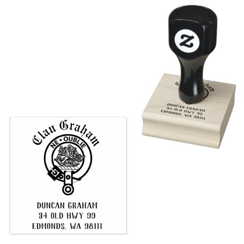 Clan Graham Crest Badge Customizable  Rubber Stamp