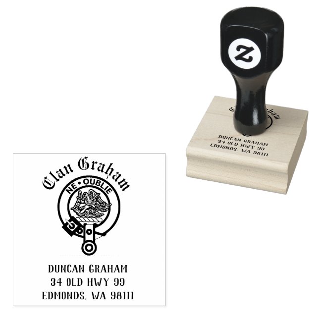 Clan Graham Crest Badge Customizable  Rubber Stamp (Stamped)