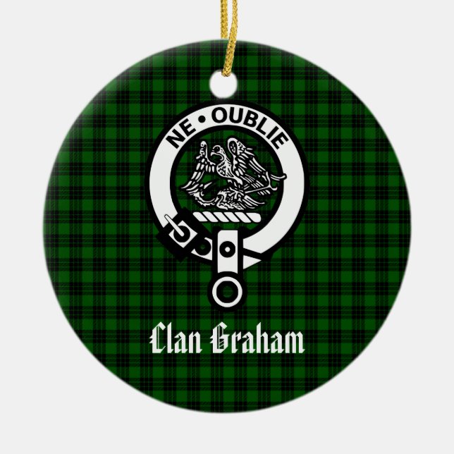 Clan Graham Crest Badge Personalized Ceramic Ornament (Front)