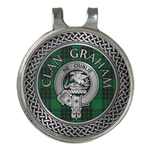 Clan Graham Crest & Tartan Knot Golf Hat Clip