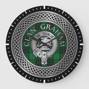 Clan Graham Crest & Tartan Knot Large Clock