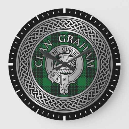 Clan Graham Crest  Tartan Knot Large Clock