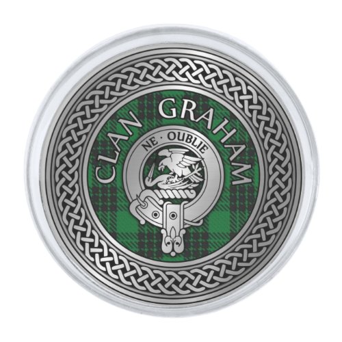 Clan Graham Crest  Tartan Knot Silver Finish Lapel Pin