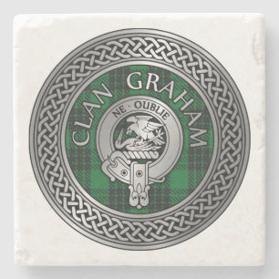 Clan Graham Crest & Tartan Knot Stone Coaster