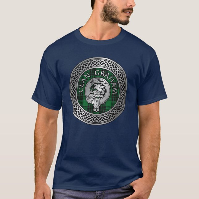 Clan Graham Crest & Tartan Knot T-Shirt (Front)