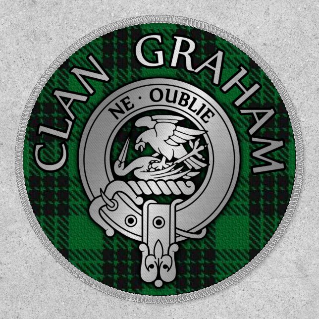 Clan Graham Crest & Tartan Shield Patch (Front)
