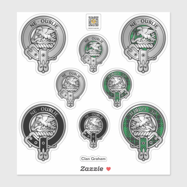 Clan Graham Crest & Tartan Sticker (Sheet)