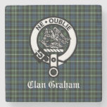 Clan Graham Montrose Tartan &amp; Crest  Stone Coaster