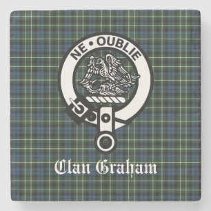 Clan Graham Montrose Tartan & Crest  Stone Coaster