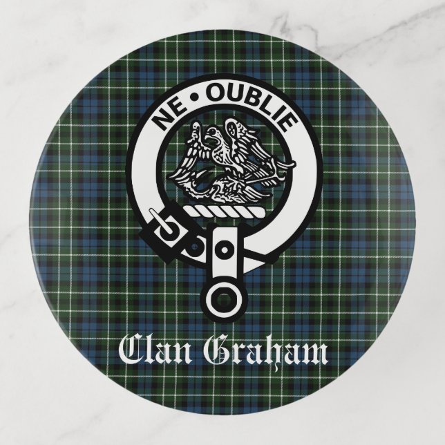 Clan Graham Montrose Tartan & Crest  Trinket Tray (Front)