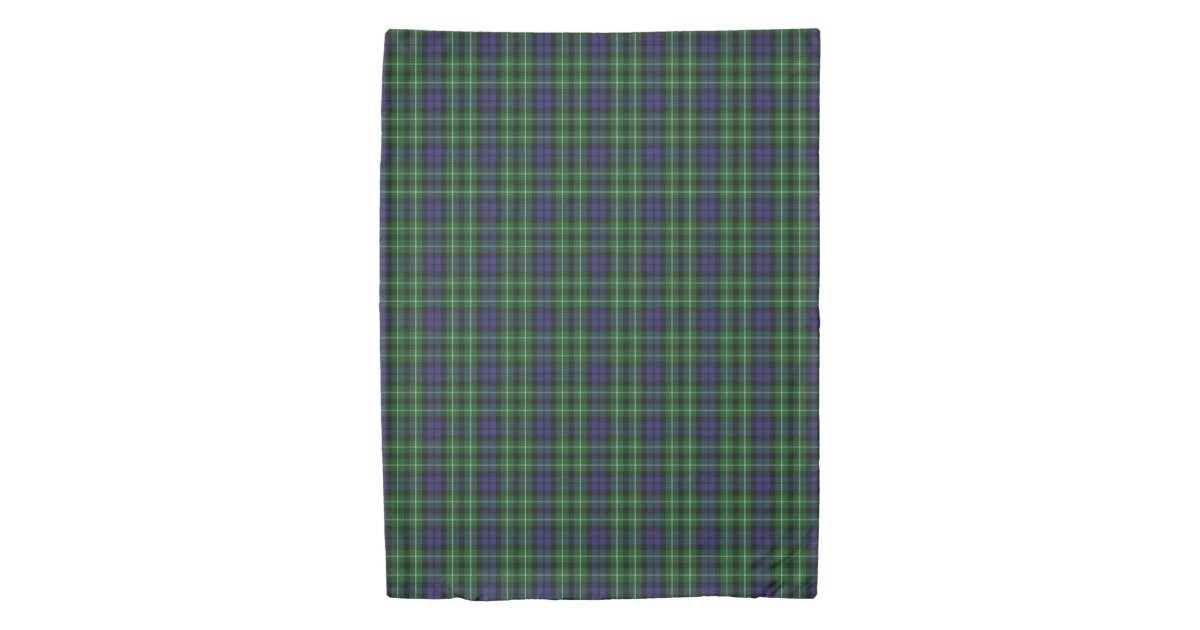 Clan Graham Scottish Accents Blue Green Tartan Duvet Cover