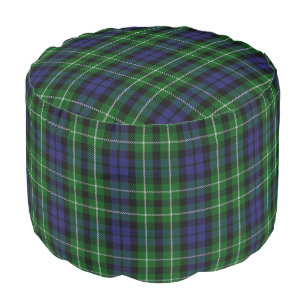 Clan Graham Scottish Style Blue Green Tartan Pouf