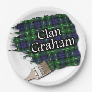 Clan Graham Scottish Tartan Paint Brush Paper Plates