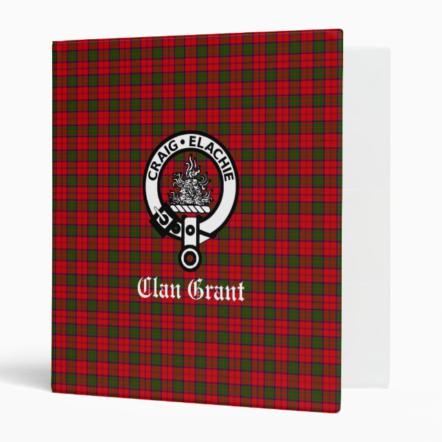 Clan Grant Crest Badge and Tartan  3 Ring Binder (Front/Inside)