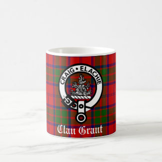 Clan Grant Crest Badge and Tartan Coffee Mug