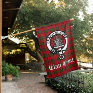 Clan Grant Crest Badge and Tartan Customizable House Flag